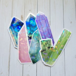 Crystals Sticker Pack - 6 Pack Holographic Vinyl Stickers