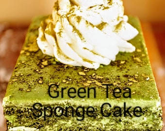 Green tea sponge cake with white chocolate buttercream! Moist and delicate aromatic cake made with premium green tea and handmade frosting.