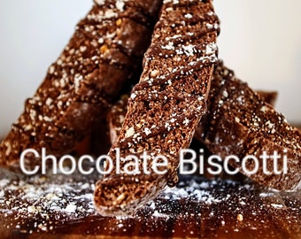 Biscotti de chocolate y almendras: ganache de chocolate negro, 12 unidades