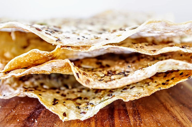 Seeded Lavash Cracker Bread, Crispy, Crunchy, Perfect for Dunking in