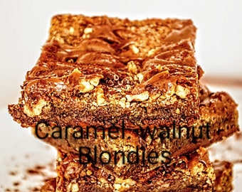 Caramel, Walnut Blondies! chewy, moist, extra large blondies made from my own recipe!