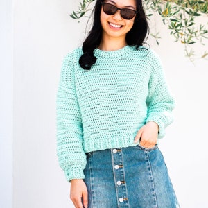 Crochet Easy Cropped Sweater Beginner Pullover Simple Jumper // Someday Sweater Crochet pattern pdf instant digital download forthefrills image 2