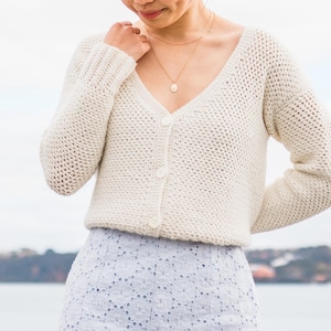 Crochet Cardigan Pattern Women&#39;s Crochet Button V-Neck Cardigan Easy Fall Cardigan Crochet Pattern Simple Modern Crochet Cardigan PDF