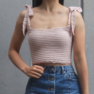 Crochet Crop Top w/ Tie Straps - Crochet pattern pdf instant digital download for the frills