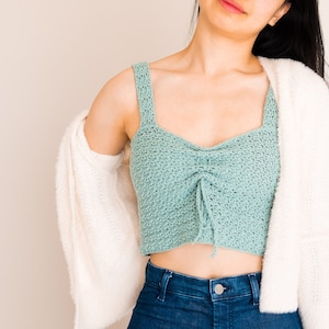 Crochet Easy Crop Top / Convertible Tank Top / Beginner Crochet Summer Top / Sweetheart Crop / DIY Bow Bralette / Mya Crop Top image 2