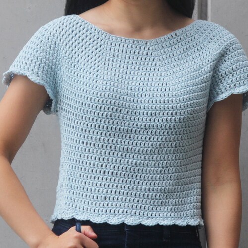 Crochet Scallop Top Summer Crop Top T Shirt Cotton Crochet - Etsy New ...