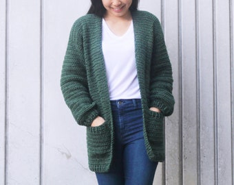 Crochet Oversized Pocket Briar Cardigan Slouchy Chunky Comfy Cosy Long Sweater – Crochet pattern pdf instant digital download for the frills