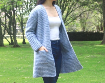 Crochet Cardigan Coat Stonewash Pocket Coatigan – Easy Crochet pattern pdf instant digital download for the frills