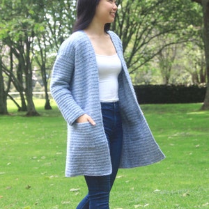 Crochet Cardigan Coat Stonewash Pocket Coatigan Easy Crochet pattern pdf instant digital download for the frills image 1