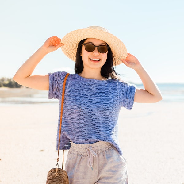 Camiseta de verano con top de crochet Easy Tee Crocheters principiantes – patrón pdf descarga digital instantánea para los volantes