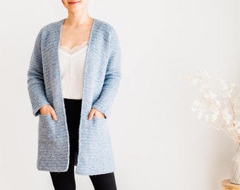 Crochet Pattern PDF / Simple Pocket Cardigan / Modern Crochet Coat / Women’s Crochet Sweater Pattern / Stonewash Coatigan Pattern