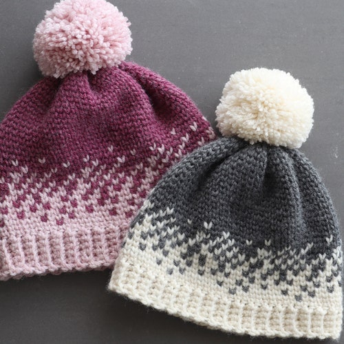 Crochet Fair Isle Beanie Ombre Fade Two 