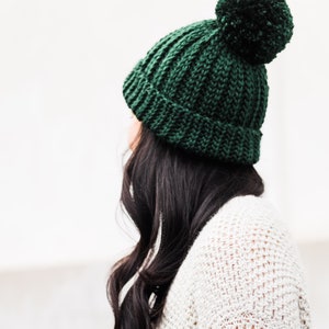 Crochet Chunky Ribbed Beanie // Pom Pom Beanie // Fall Crochet Hat – Crochet pattern pdf instant digital download for the frills