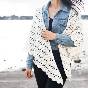 Crochet Pattern Stitch Chart Lacy Summer Shawl Easy Scallop Wrap Beginner Friendly Crochet Wrap for Spring Dewdrop Wrap Pattern PDF
