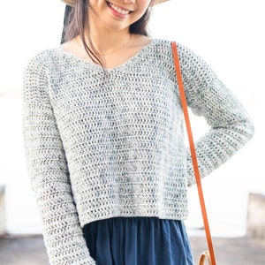 Easy Cropped Sweater Summer Beach Coverup Ocean Breeze Pullover Crochet ...