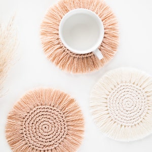 Boho-onderzetters voor beginners Crochet Easy Summer Fringe Home Decor placemat – eenvoudig haakpatroon pdf instant digitale download zonder franjes