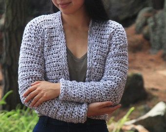 Crochet Chunky Marled Cardigan PATTERN pdf instant digital download - forthefrills