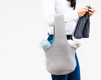 Sac à projets au crochet, porte-fils, panier à fils, sac à fils, fourre-tout Easy Project – Modèle au crochet, téléchargement numérique instantané au format pdf pour les volants