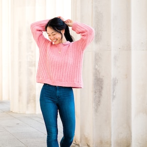 Oversized Ribbed Crochet Sweater // Knit-Look Crochet Pullover // Easy Crochet pattern pdf instant digital download for the frills image 3