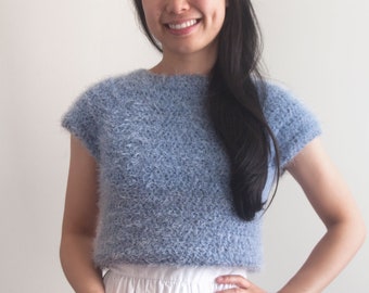 Crochet Fluffy Crop Top Pattern – Easy Fuzzy Sweater (PDF Pattern)