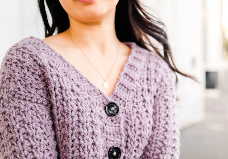 Modèle PDF au crochet / Cardigan à gros boutons / Cardigan épais au crochet gaufré / Modèle de cardigan au crochet pour femme / Modèle de cardigan crépuscule image 8