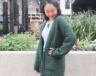 Crochet Oversized Pocket Briar Cardigan Slouchy Comfy Cosy Long