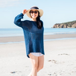 Crochet Beach Cover Up Summer Sweater Mesh Lace Pullover Tide Knot Cover Up Easy Crochet pattern pdf instant download forthefrills image 2