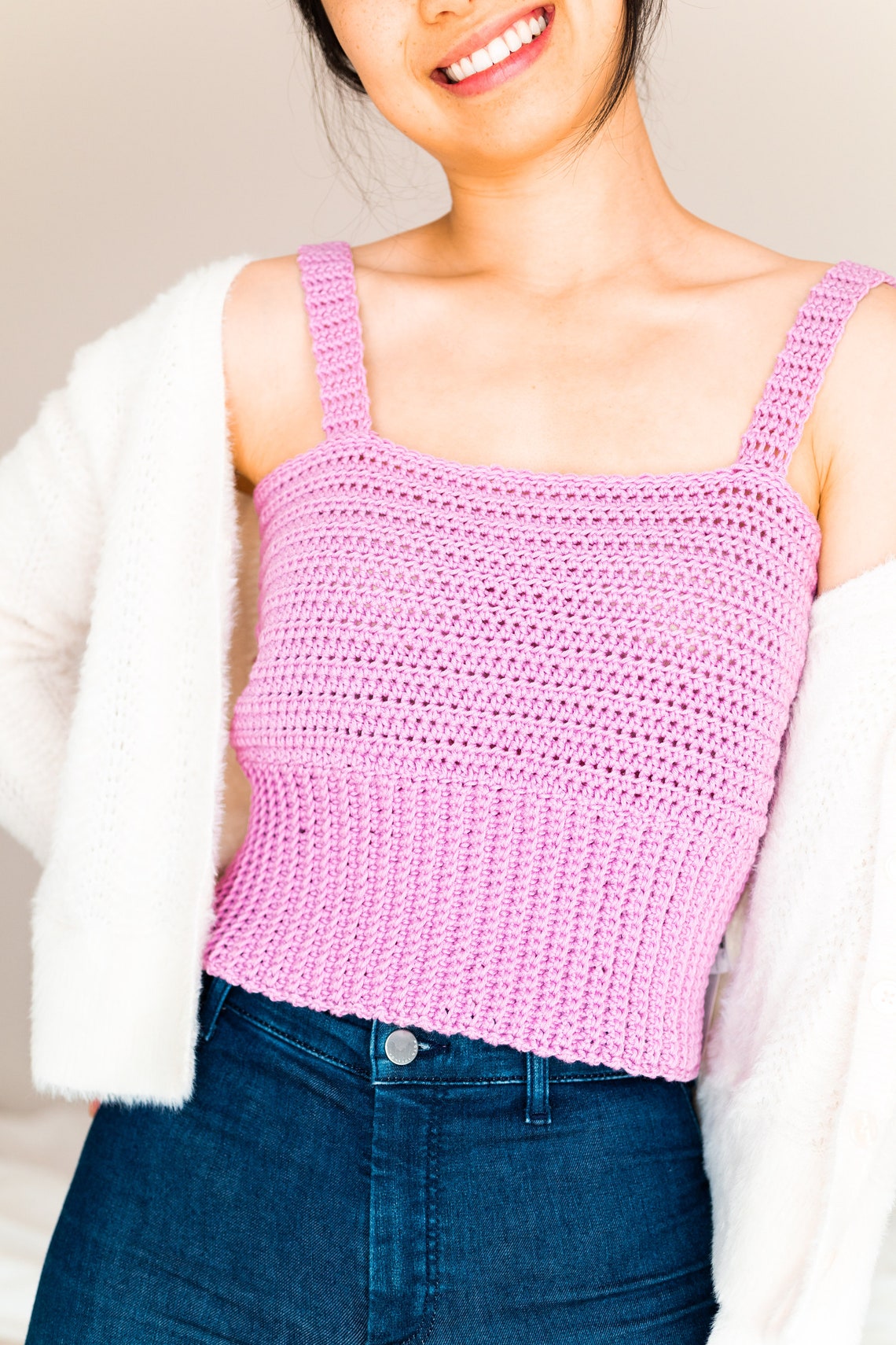 Crochet Square Neck Crop Top // Easy Summer Tank Top // Modern | Etsy