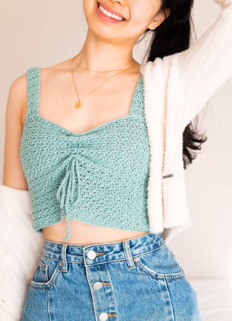 Crochet Easy Crop Top / Convertible Tank Top / Beginner Crochet Summer Top / Sweetheart Crop / DIY Bow Bralette / Mya Crop Top image 1