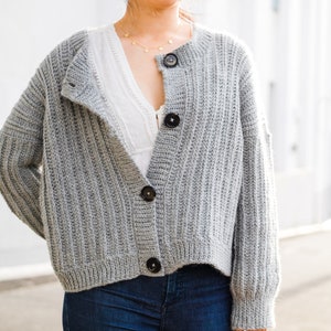 Crochet Ribbed Button Cardigan // Slouchy Oversized Sweater // Pompeii Cardigan – Crochet pattern pdf instant digital download forthefrills