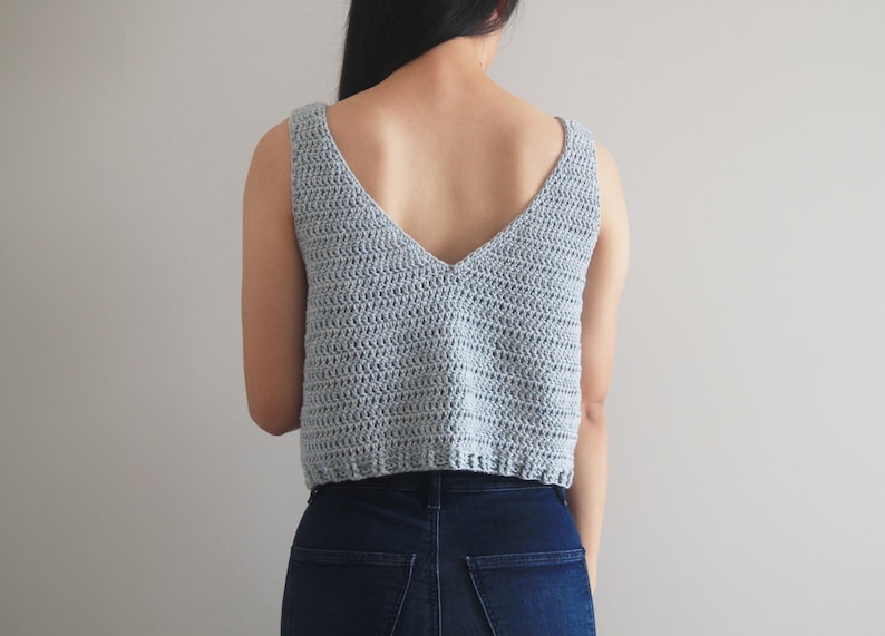 Crochet Tank Top Pattern / Modern V-Neck Tank Top / Easy Summer Top / DIY Crochet Singlet / Beginner Crop Top / Sea Breeze Tank Top PDF image 5