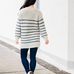 Crochet Cozy Fall sweater // Linen Stitch Jumper // Stripe Sweater Crochet pattern pdf instant digital download for the frills image 5