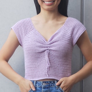 Crochet Crop Top Magnolia Sweetheart Top Tee T shirt summer cotton Crochet pattern pdf instant digital download for the frills image 1