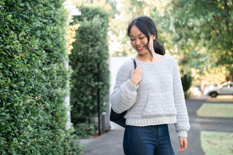 Fuzzy Teddy Fleece Sweater with Front Pocket Sherpa Jumper Crochet Crochet pattern pdf instant digital download for the frills image 1