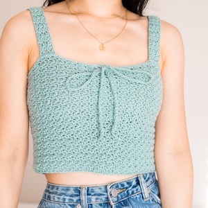 Crochet Easy Crop Top / Convertible Tank Top / Beginner Crochet Summer Top / Sweetheart Crop / DIY Bow Bralette / Mya Crop Top image 8