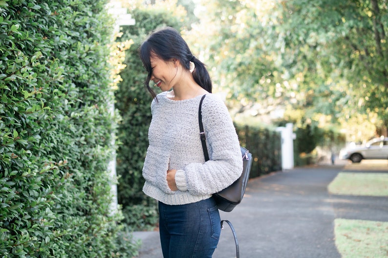 Fuzzy Teddy Fleece Sweater with Front Pocket Sherpa Jumper Crochet Crochet pattern pdf instant digital download for the frills image 3