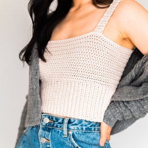 Crochet Square Neck Crop Top // Easy Summer Tank Top // Modern Ribbed Top Crochet pattern pdf instant digital download for the frills image 7