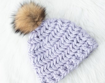 Padrão de gorro de crochê em espinha de peixe – Tricô com padrão chevron grosso (padrão em PDF)