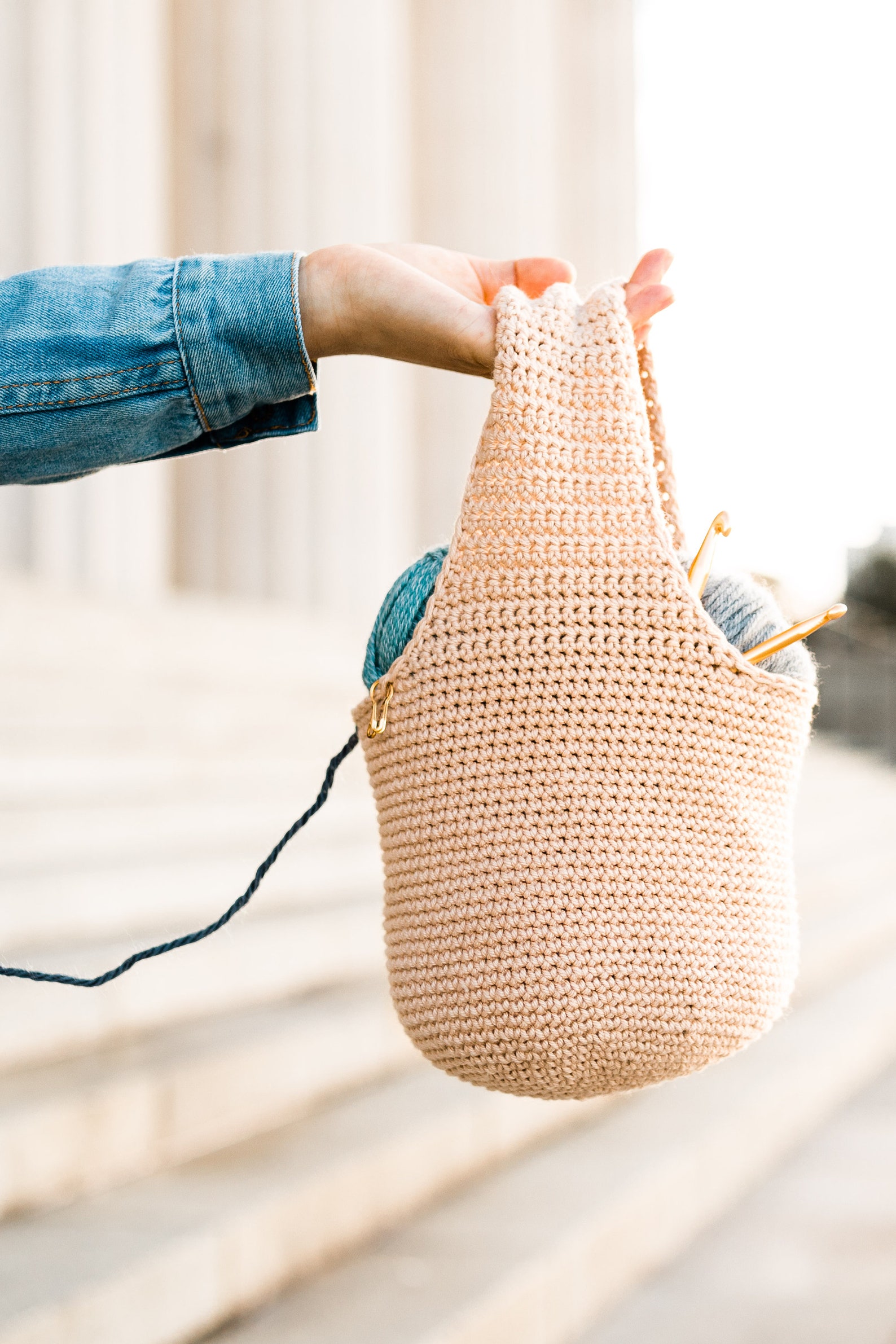 Crochet Project Bag Yarn Holder Yarn Basket Yarn Bag Easy - Etsy
