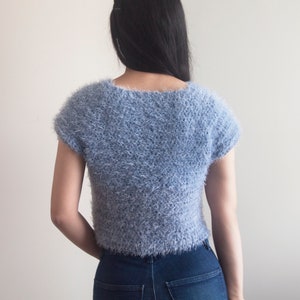 Crochet Fluffy Crop Top Easy Sweater Tee Fuzzy Fall Pattern Crochet pattern pdf instant digital download for the frills image 4
