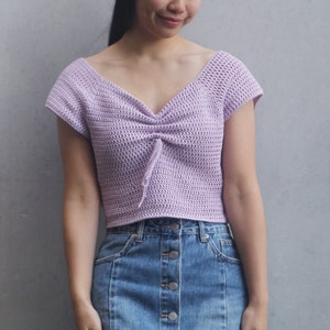 Crochet Crop Top Magnolia Sweetheart Top Tee T shirt summer cotton Crochet pattern pdf instant digital download for the frills image 5