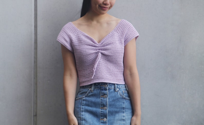 Crochet Crop Top Magnolia Sweetheart Top Tee T shirt summer cotton Crochet pattern pdf instant digital download for the frills image 5