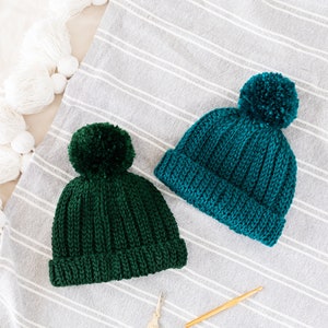 Crochet Chunky Ribbed Beanie // Pom Pom Beanie // Fall Crochet Hat Crochet pattern pdf instant digital download for the frills image 4