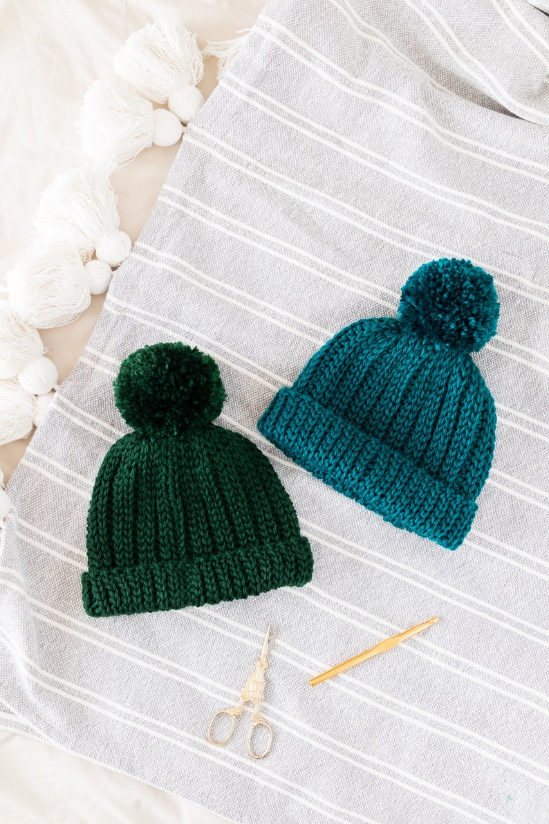 Crochet Chunky Ribbed Beanie // Pom Pom Beanie // Fall Crochet Hat Crochet pattern pdf instant digital download for the frills image 4