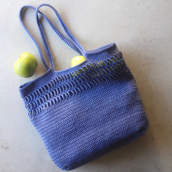 Crochet Easy Tote Market Summer Modern Grocery Bag– Patrón de crochet pdf descarga digital instantánea para los adornos