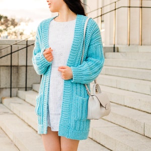 Crochet Oversized Ribbed Cardigan with Pockets // Simple Knit-Look Ribbed Sweater Crochet pattern pdf instant digital download forthefrills image 6