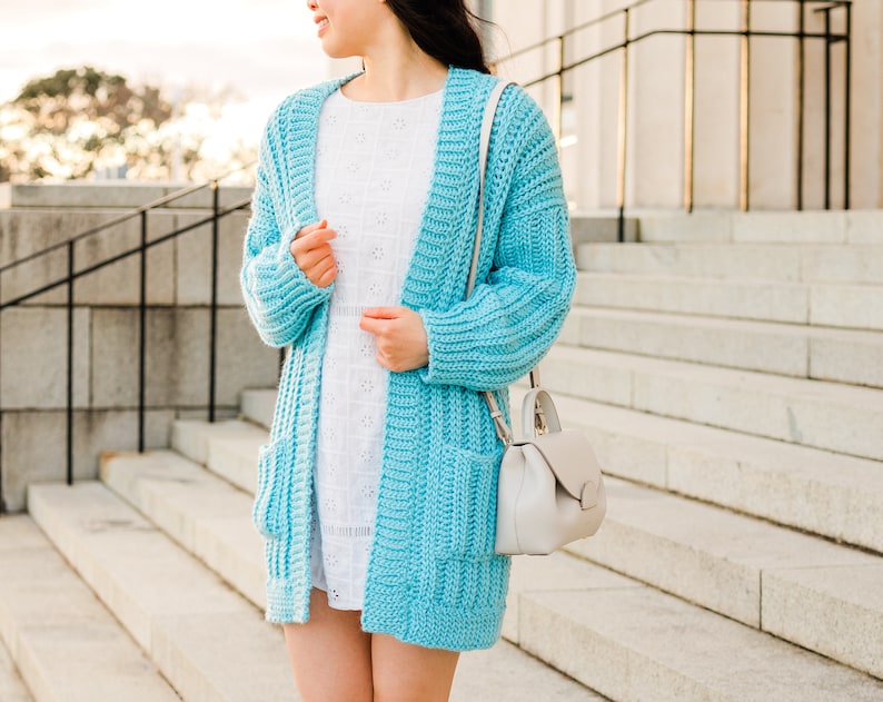 Crochet Oversized Ribbed Cardigan with Pockets // Simple Knit-Look Ribbed Sweater Crochet pattern pdf instant digital download forthefrills image 6