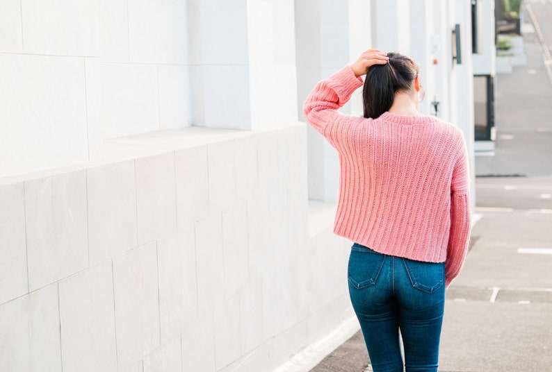 Oversized Ribbed Crochet Sweater // Knit-Look Crochet Pullover // Easy Crochet pattern pdf instant digital download for the frills image 6