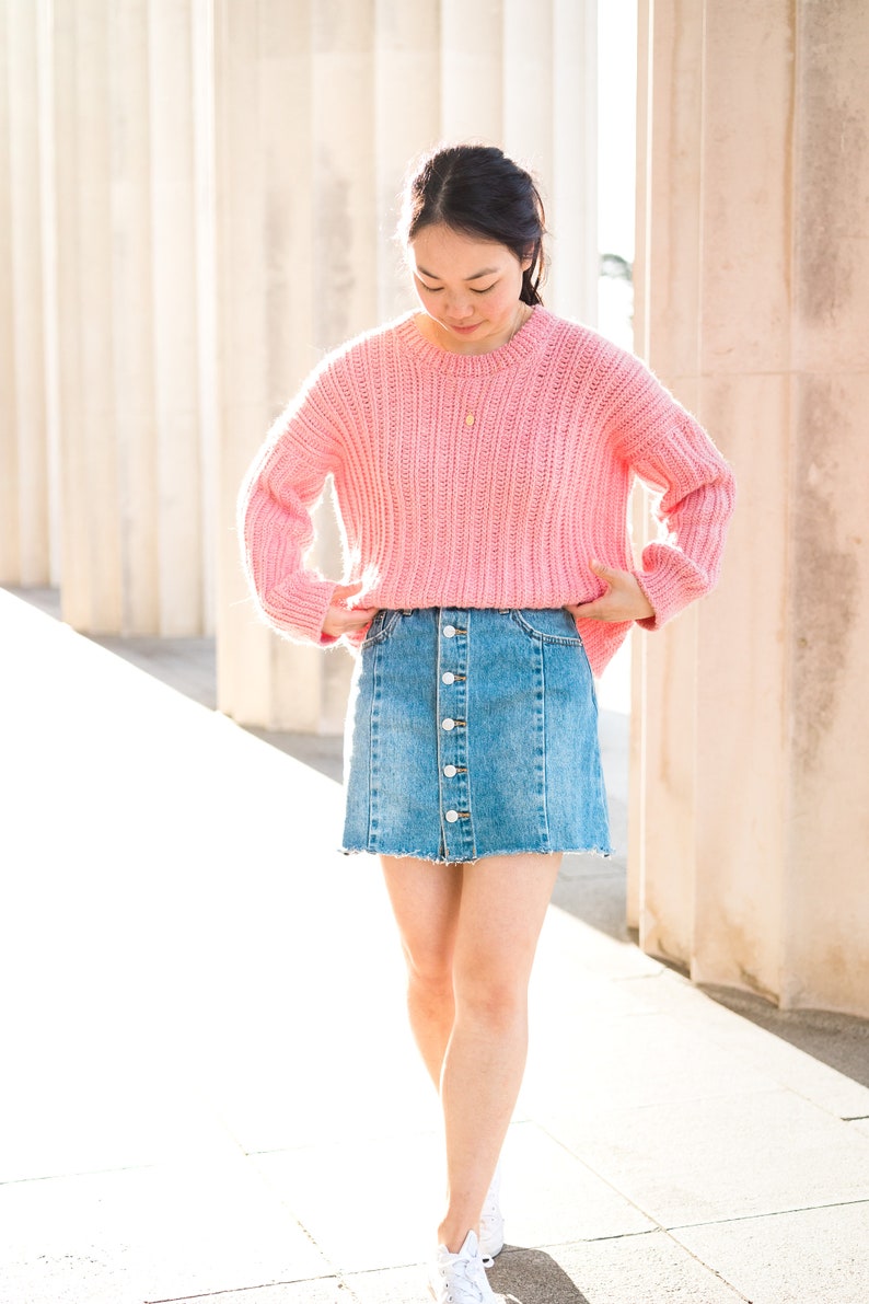 Oversized Ribbed Crochet Sweater // Knit-Look Crochet Pullover // Easy Crochet pattern pdf instant digital download for the frills image 7