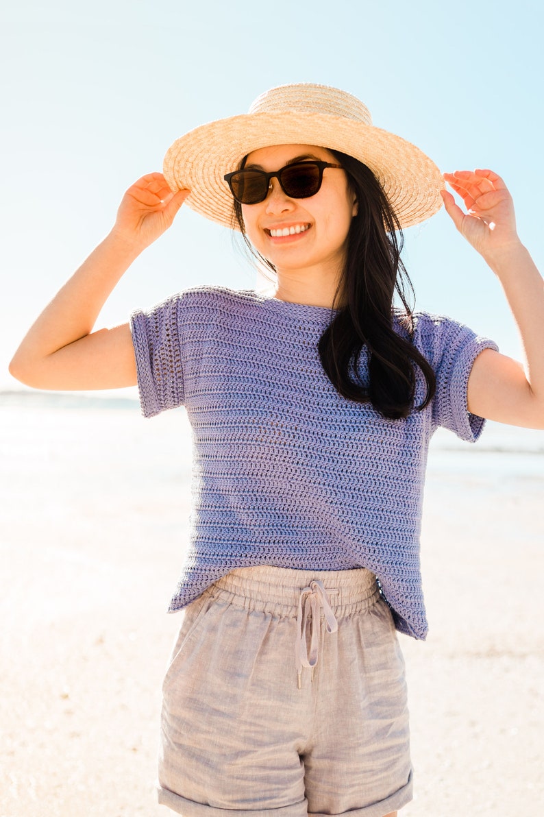 Crochet Top Summer T-shirt Easy Tee Beginner Crocheters pattern pdf instant digital download for the frills image 6